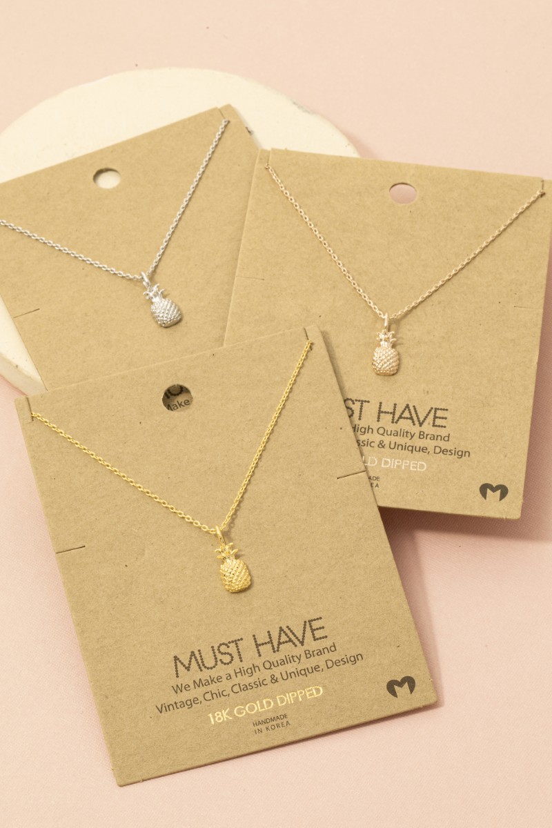 Gold Dipped Pineapple Pendant Necklace