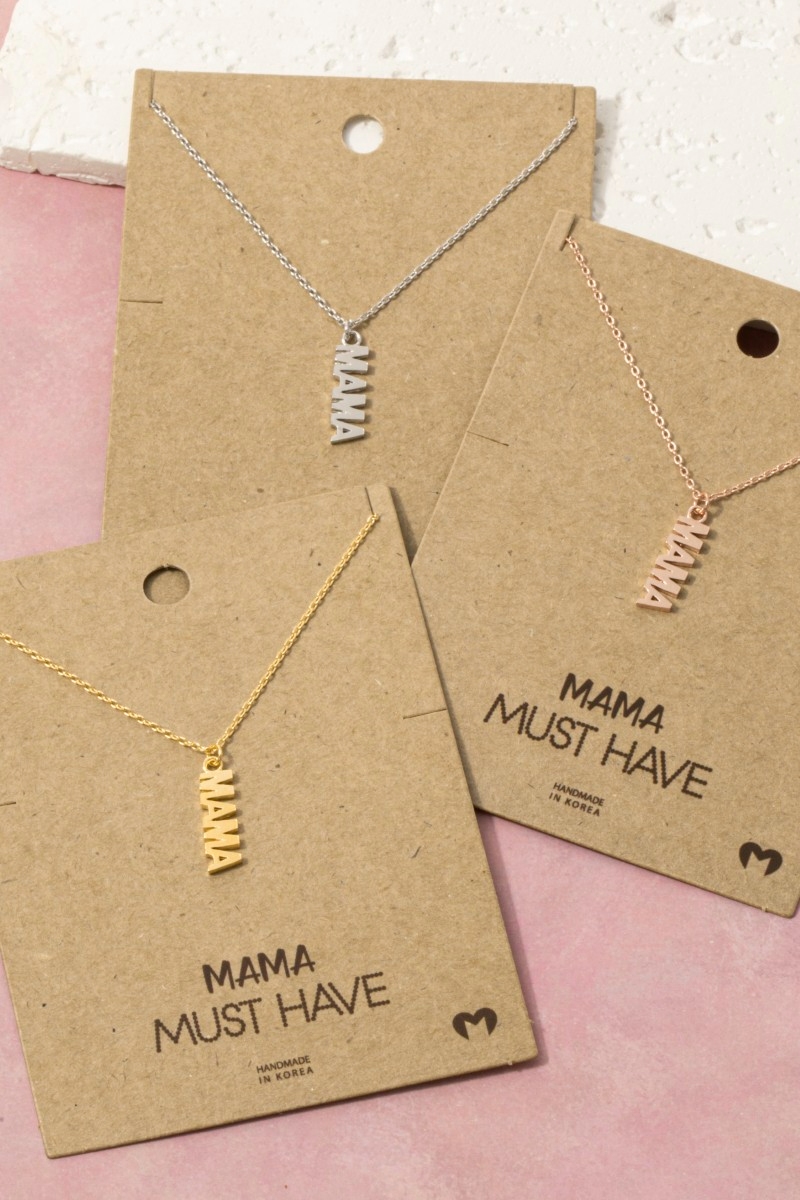 Gold Dipped Flat Mama Pendant Necklace