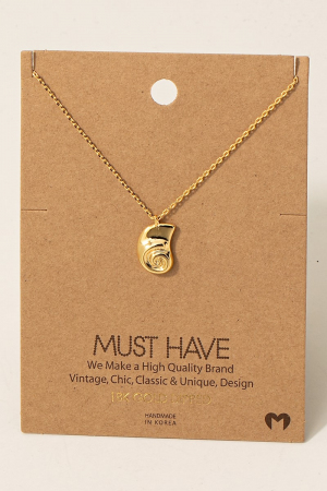 Gold Dipped Flat Shell Pendant Necklace