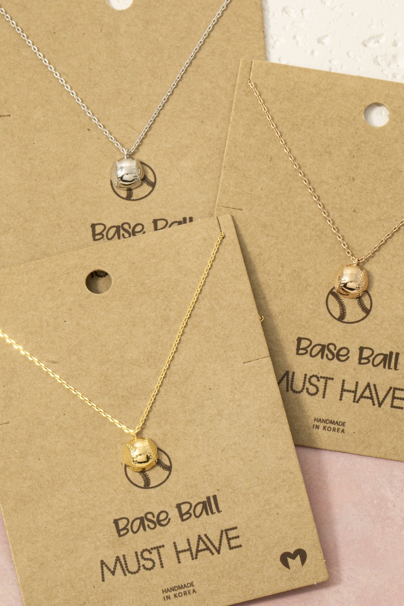 Game Day Gold Dipped Half Baseball Pendant Necklace