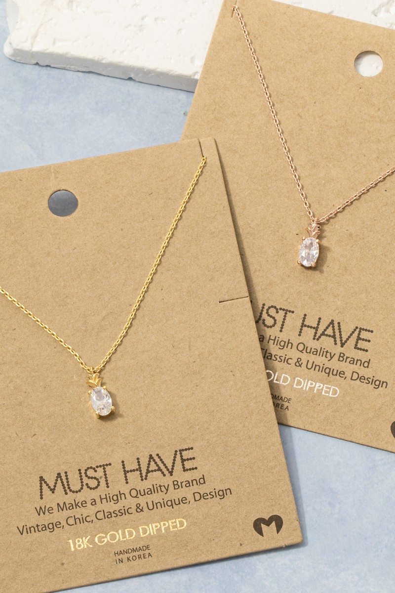 Gold Dipped Faceted Oval Cz Pendant Necklace