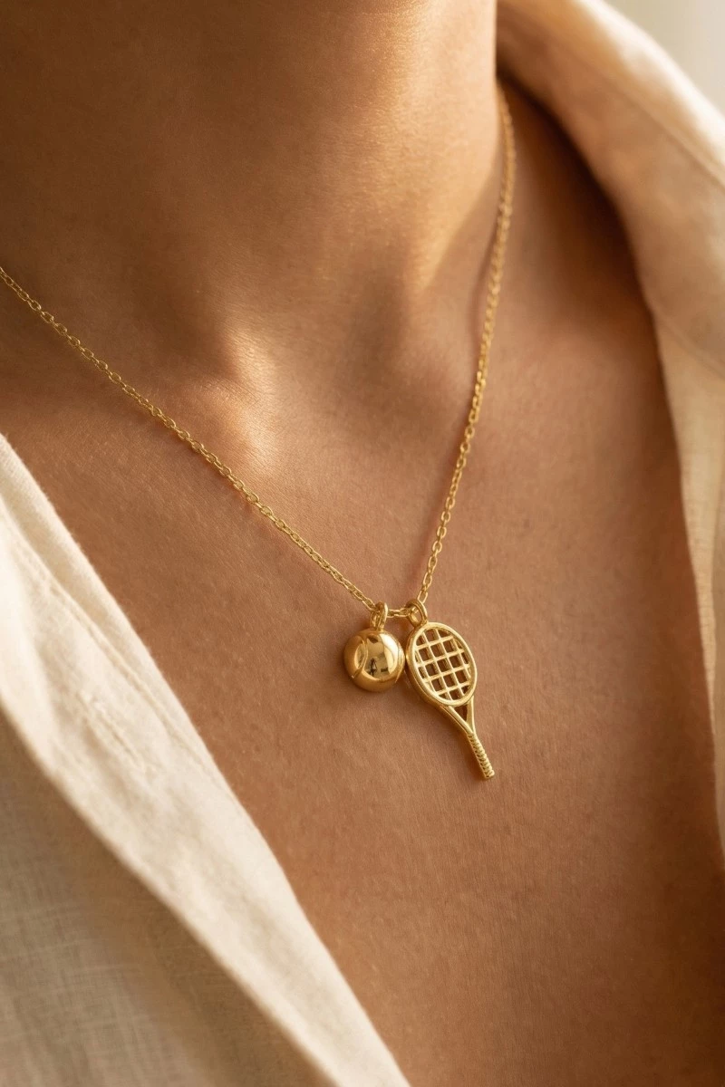 Gold Dipped Tennis Pendant Necklace