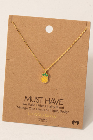 Gold Dipped Epoxy Pineapple Pendant Necklace