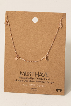 Gold Dipped Mini Clover Station Charms Necklace