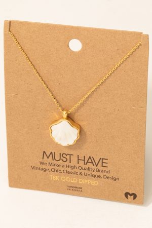 Gold Dipped Clam Shell Pendant Necklace