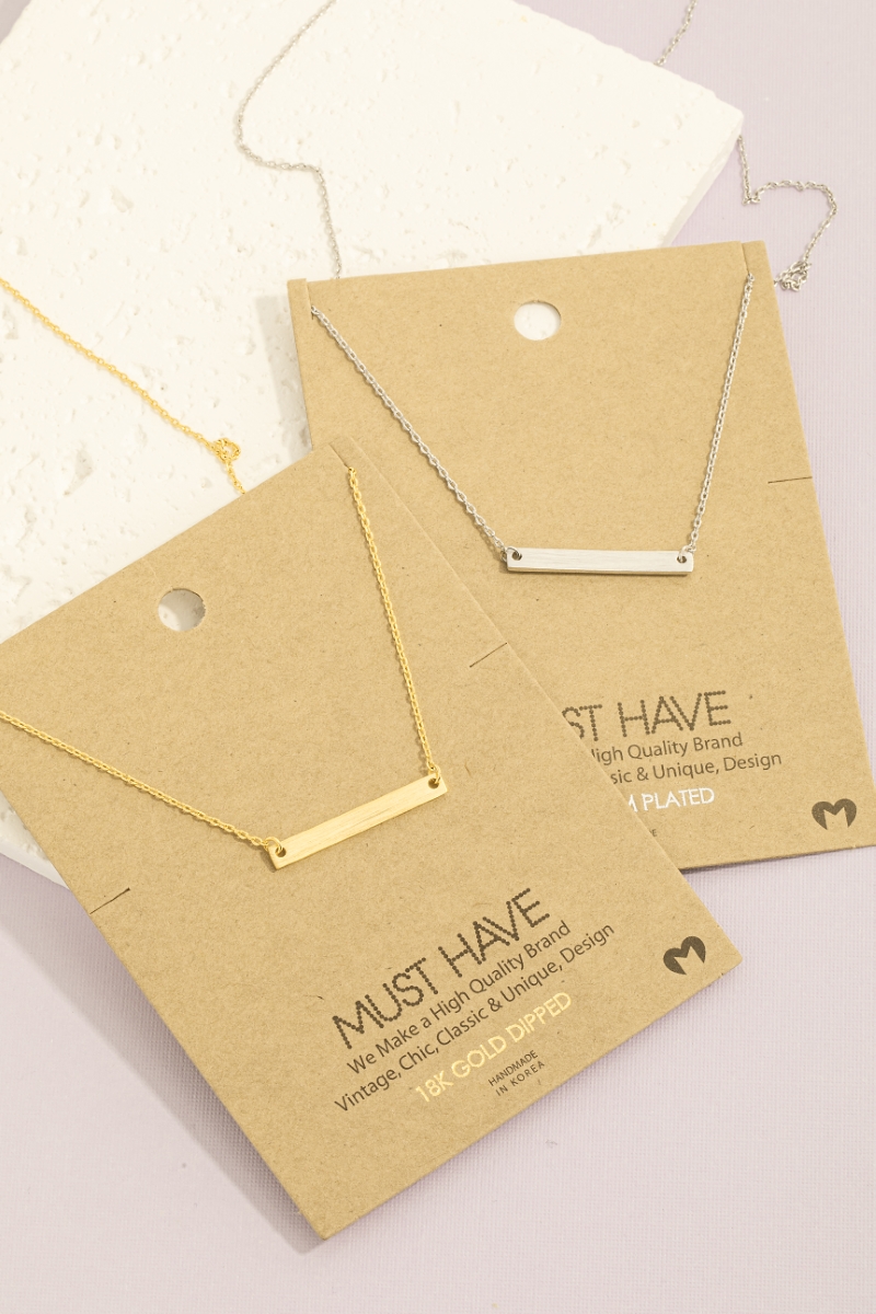 Gold Dipped Dainty Bar Pendant Necklace
