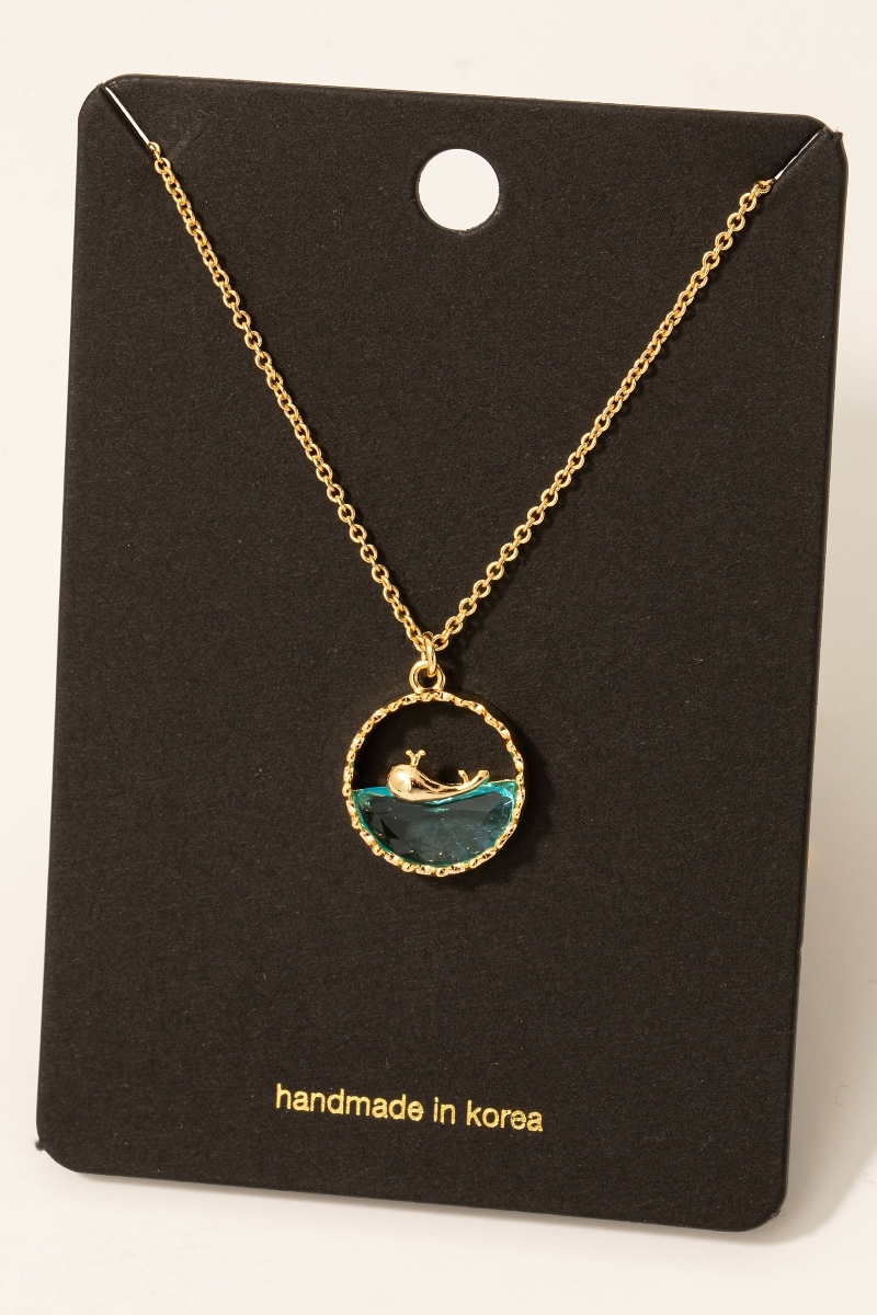 Circle Dolphin Coin Pendant Necklace