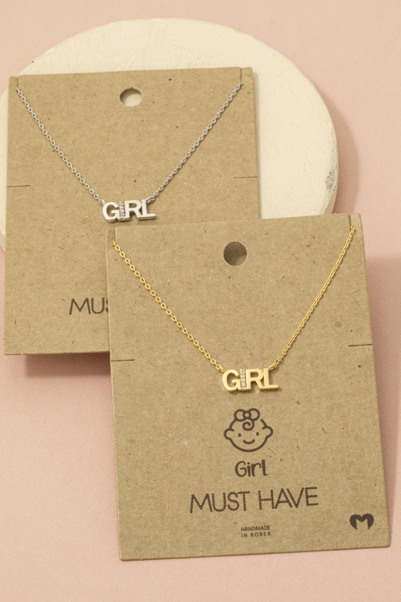 Gold Dipped Cz Studded Girl Pendant Necklace
