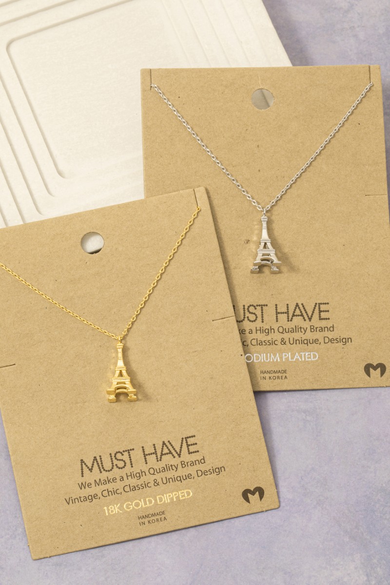 Gold Dipped Eiffel Tower Pendant Necklace