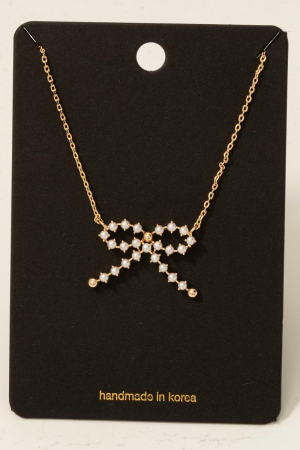 Pearl Studded Bow Pendant Necklace