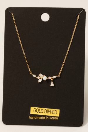 Gold Dipped Assorted Cz Bar Pendant Necklace