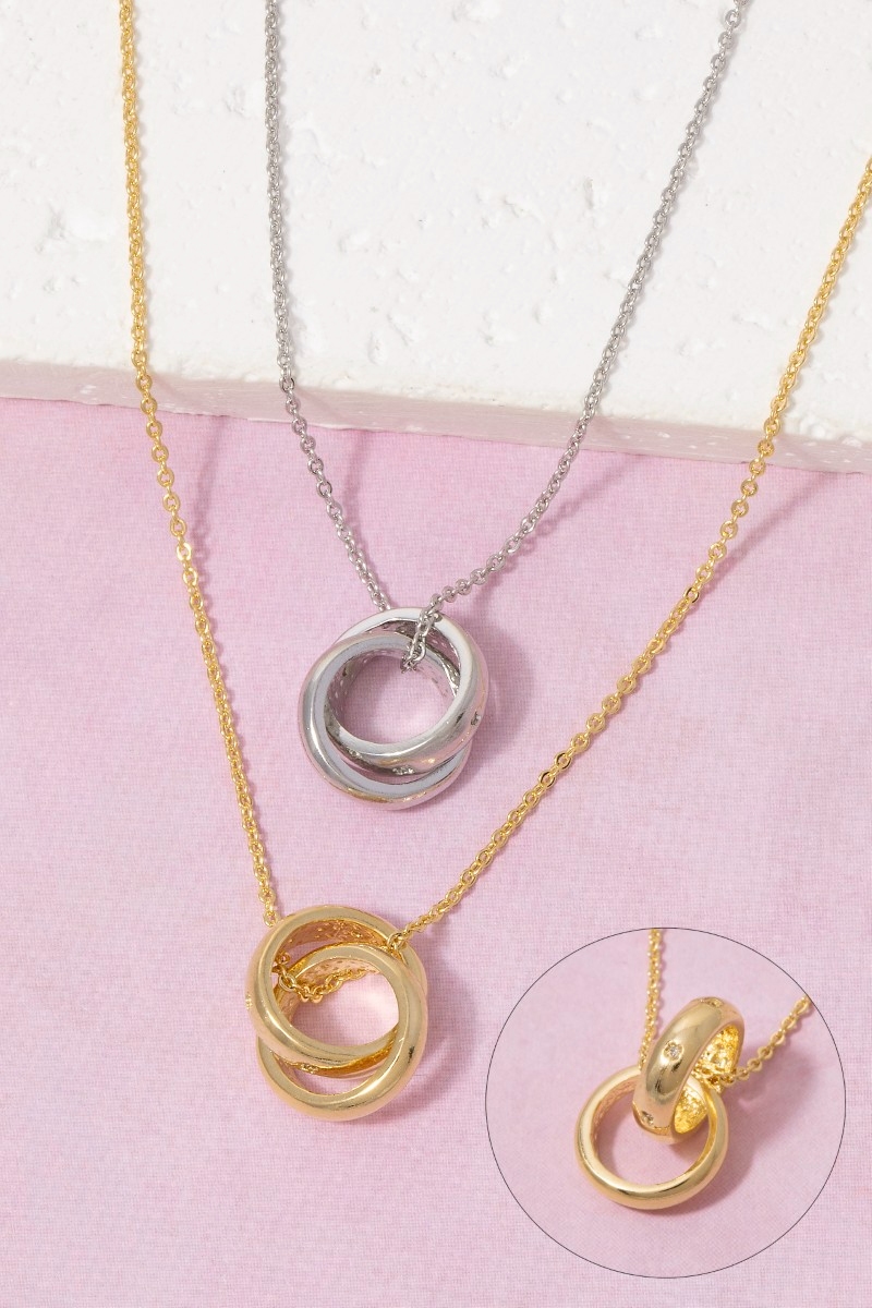 Gold Dipped Knotted Hoops Pendant Necklace