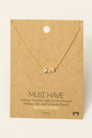 Gold Dipped Circle And Teardrop Cz Pendant Necklace