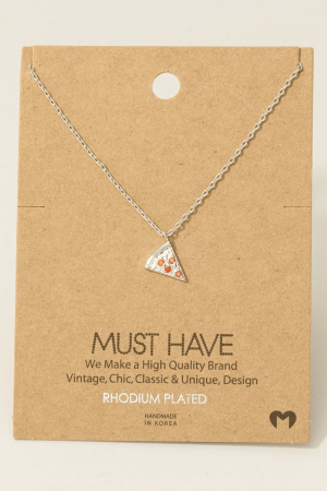 Gold Dipped Cz Pizza Pendant Necklace