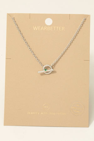 Gold Dipped Cz Stud Toggle Chain Necklace