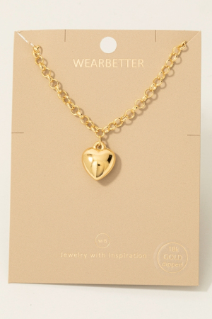 Gold Dipped Heart Pendant Chain Necklace
