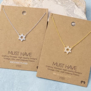 Gold Dipped Pave Star Of David Pendant Necklace