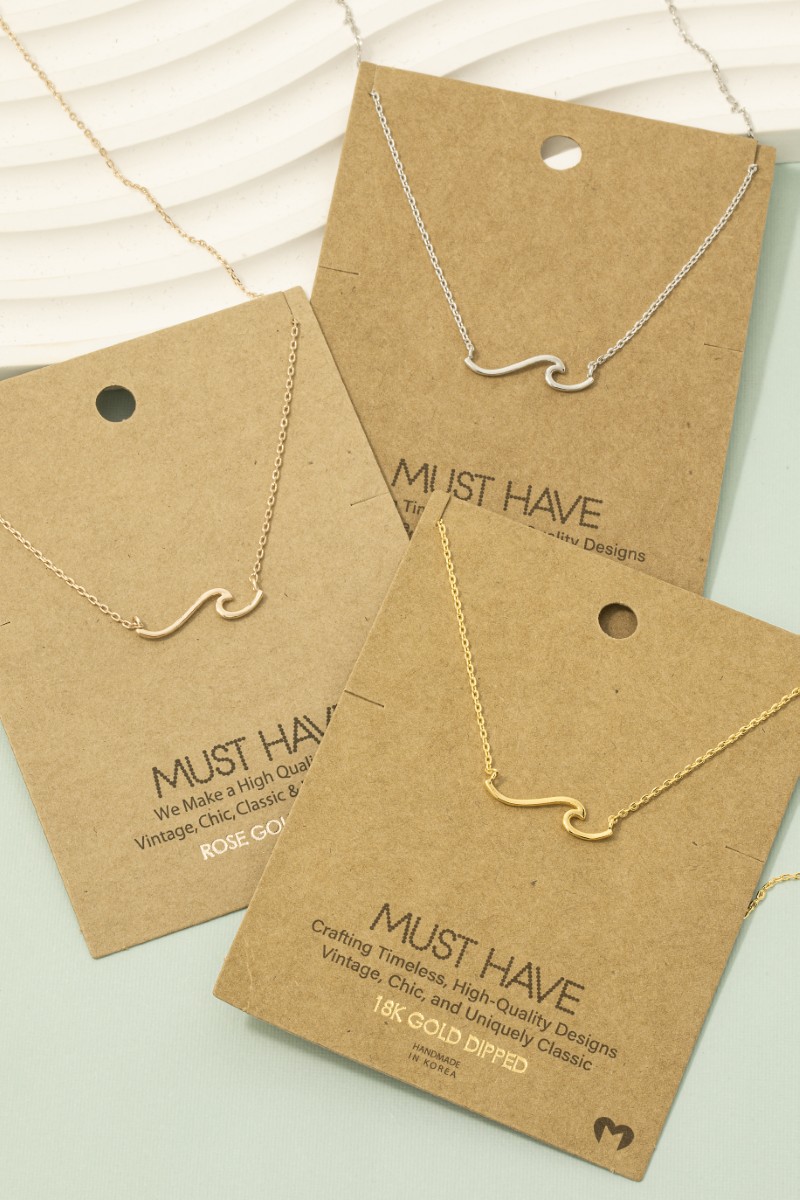 Gold Dipped Wave Pendant Necklace
