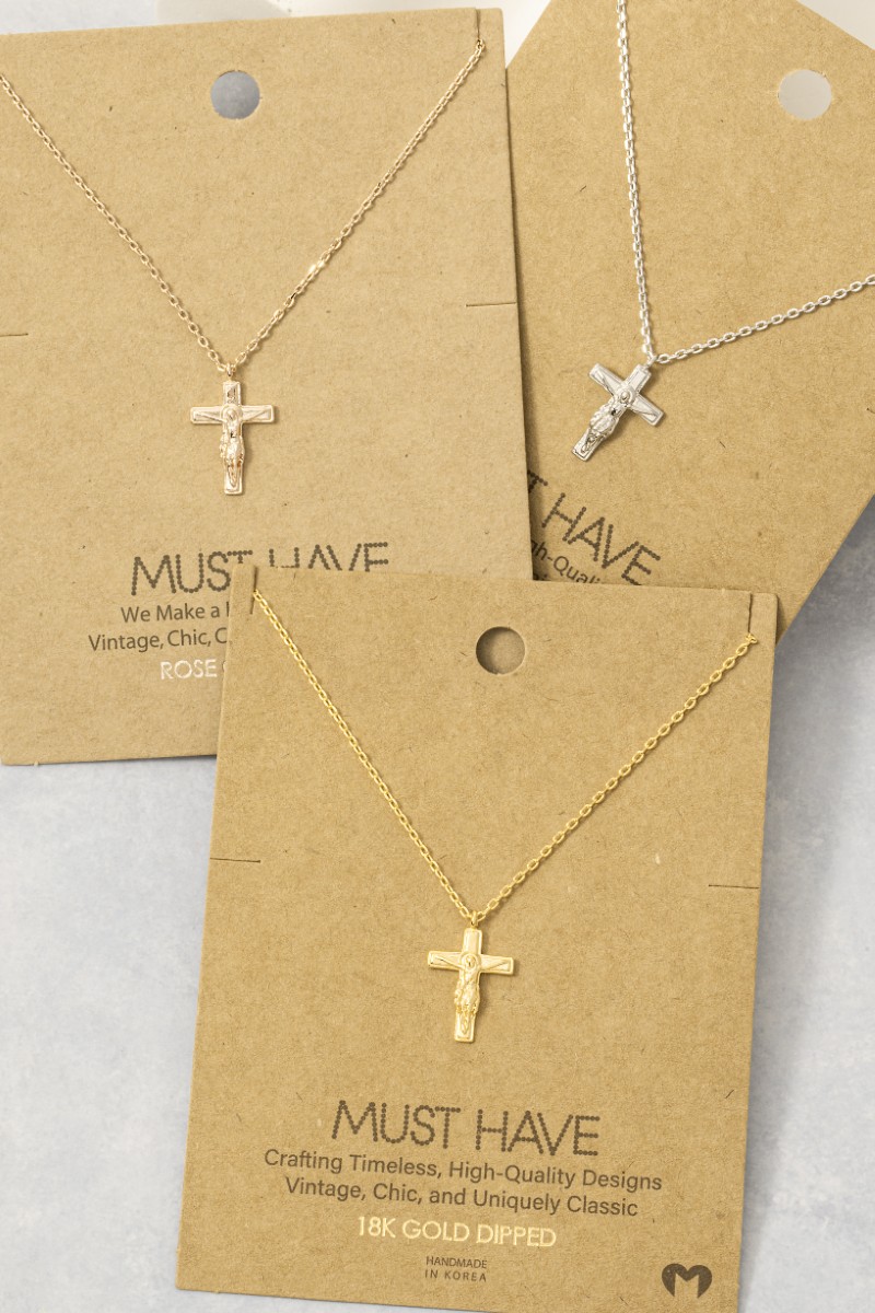 Gold Dipped Crucifix Cross Pendant Necklace