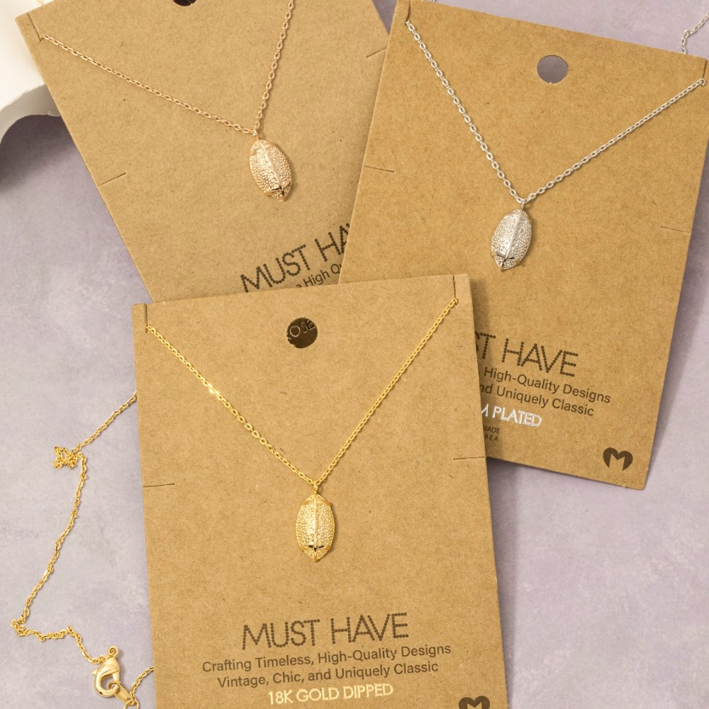 Game Day Gold Dipped Textured Football Pendant Necklace