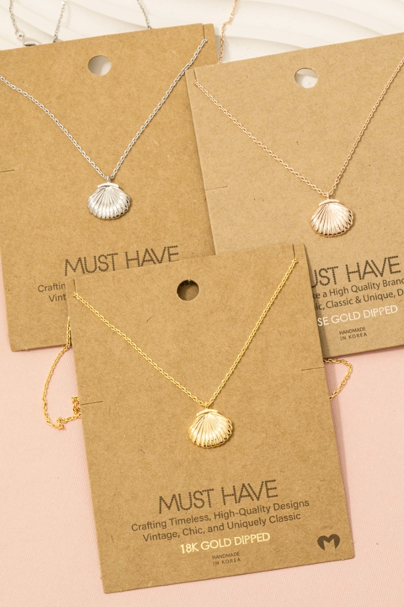 Gold Dipped Clam Shell Pendant Necklace