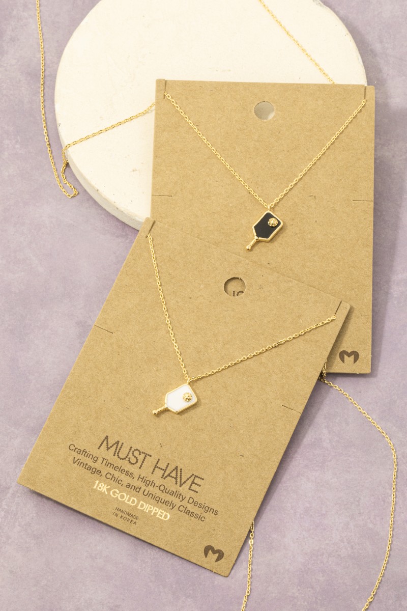 Gold Dipped Epoxy Pickleball Pendant Necklace