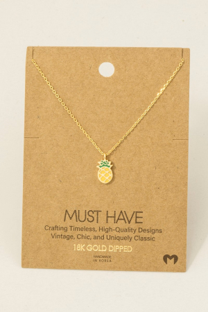 Gold Dipped Epoxy Pineapple Pendant Necklace