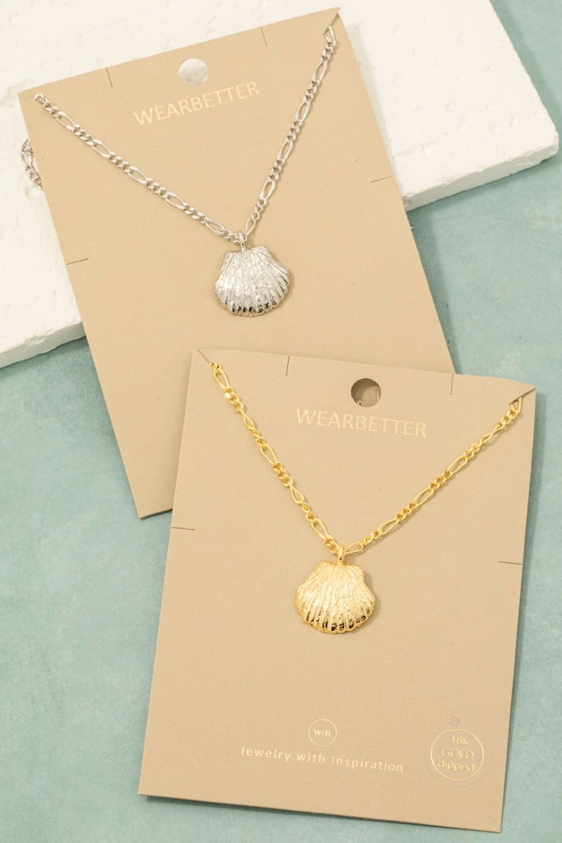 Gold Dipped Clam Shell Pendant Necklace