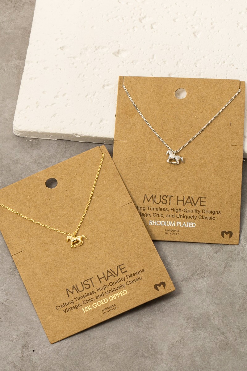 Gold Dipped Mini Horse Pendant Necklace
