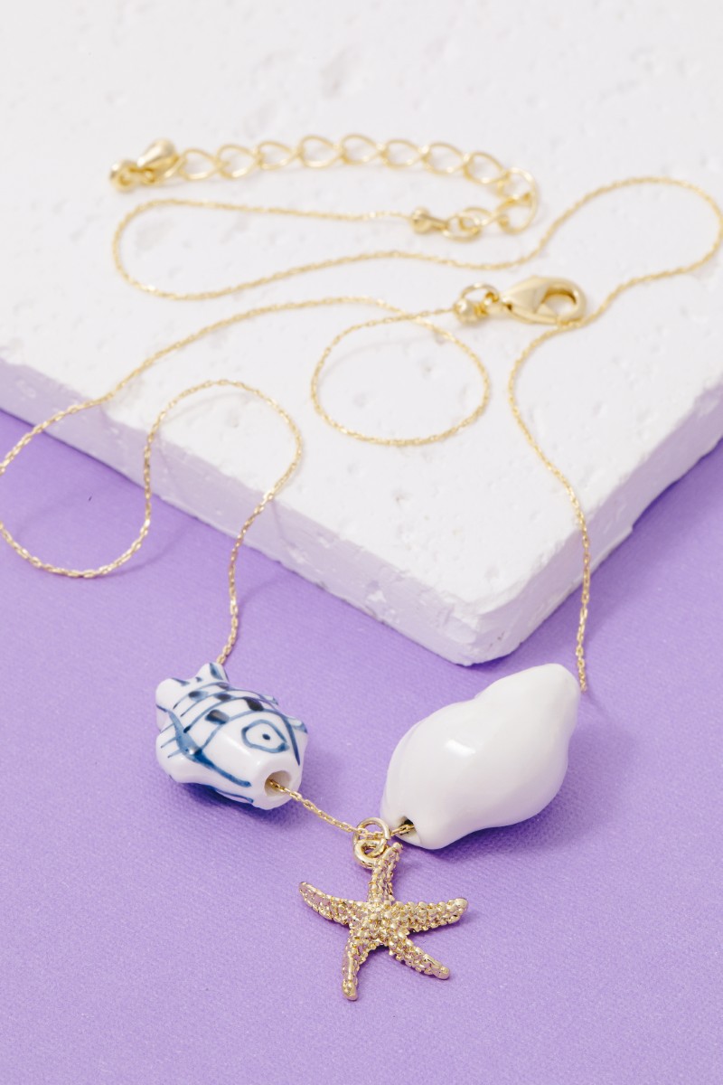 Sealife Fish Shell Starfish Charms Necklace