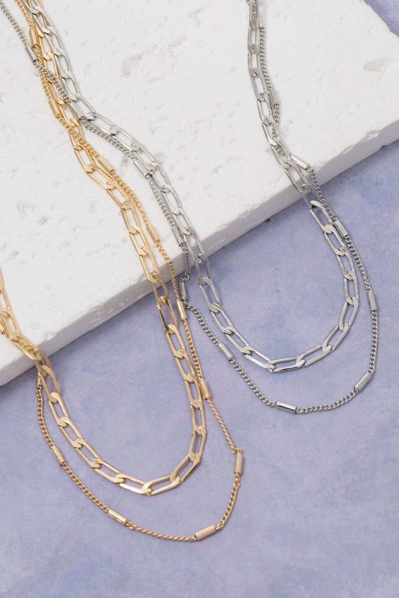 Layered Mixed Chain Link Necklace