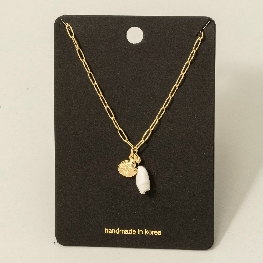 Chain Link Sea Life Seashell Charms Necklace