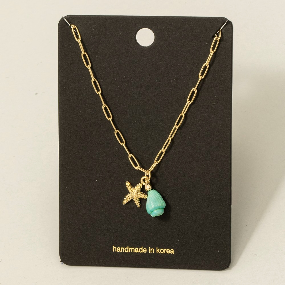 Sea Life Starfish Seashell Charms Necklace