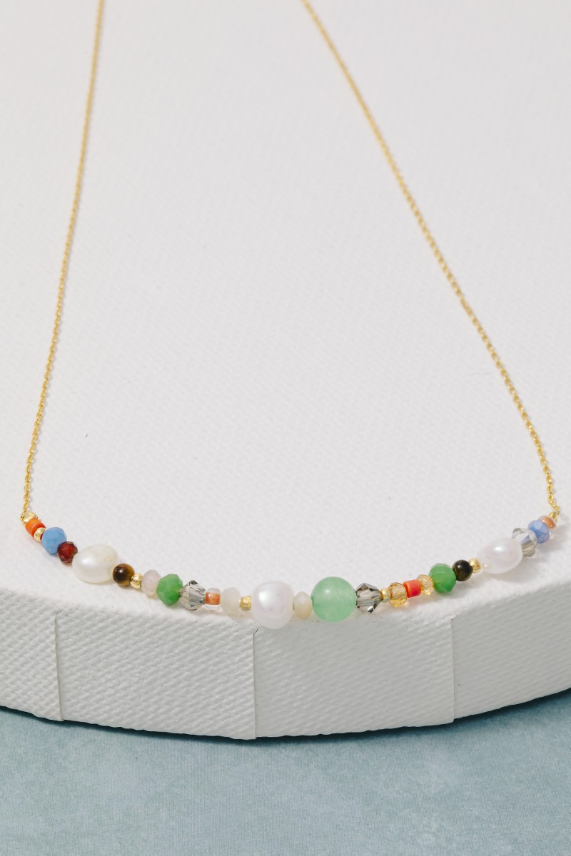 Assorted Pearl Glass Bead Charm Necklace