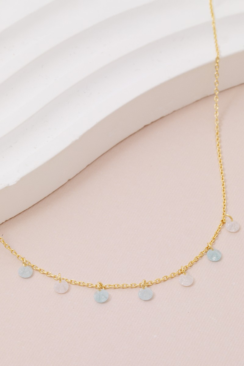 Gold Dipped Cz Stud Station Necklace