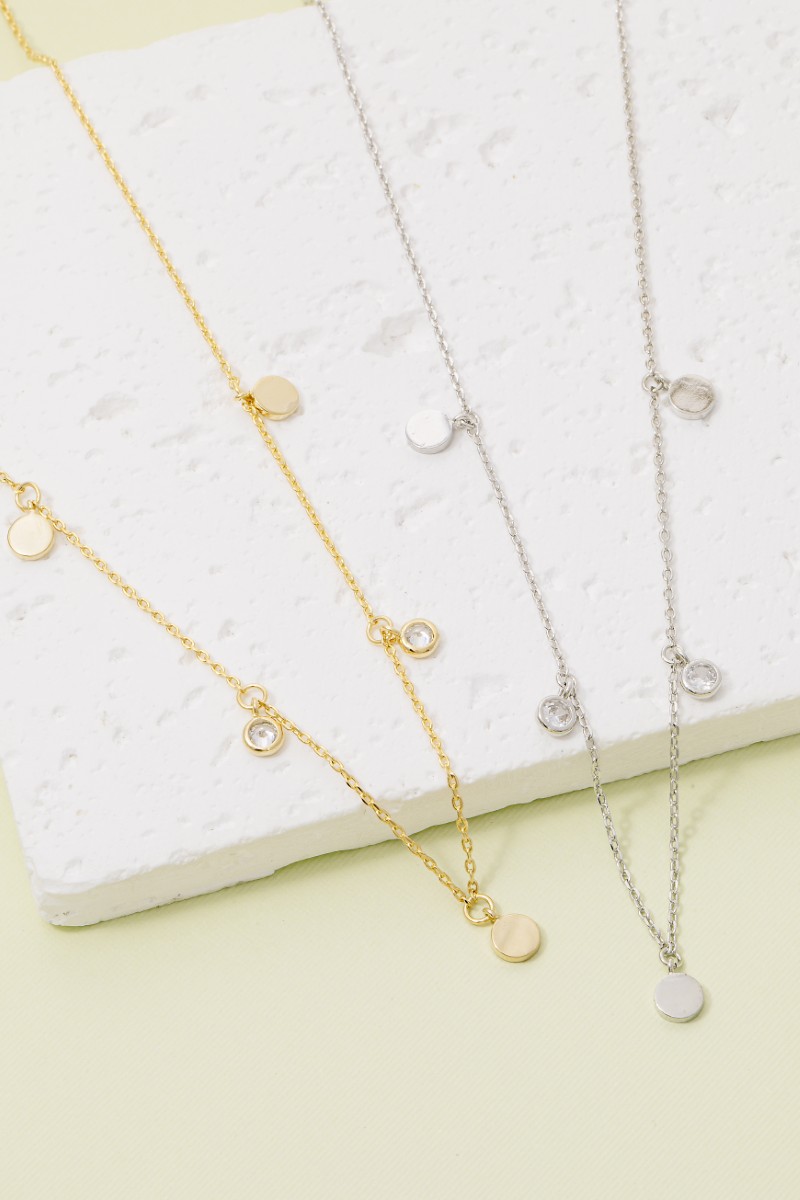 Cz Coin Station Chain Necklace