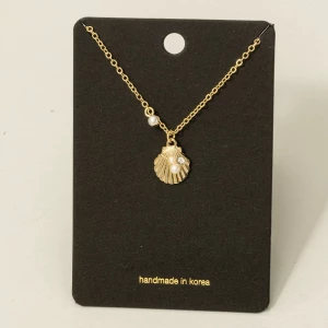 Cz Pearl Seashell Charm Necklace
