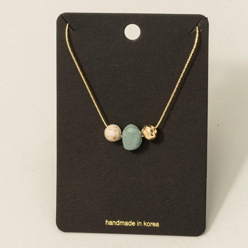 Triple Assorted Bead Charm Necklace