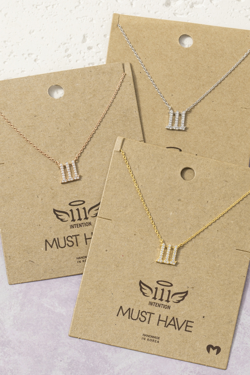 Pave Angel Number Pendant Necklace
