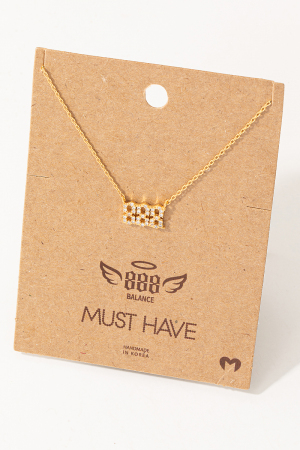 Pave 888 Angel Number Pendant Necklace