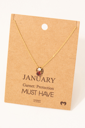 January Garnet Gem Pendant Necklace