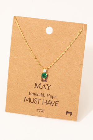May Emerald Gem Pendant Necklace
