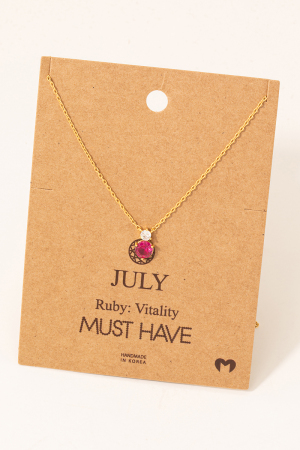 July Ruby Gem Pendant Necklace