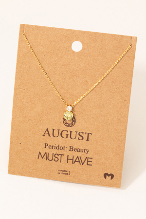 August Peridot Gem Pendant Necklace