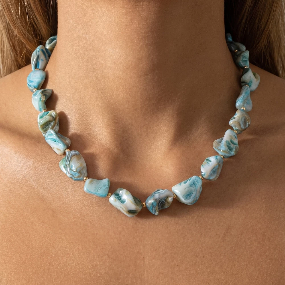 Chunky Shell Nugget Bead Necklace
