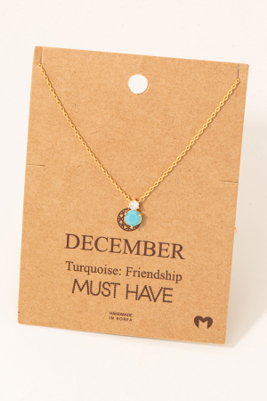 December Turquoise Gem Pendant Necklace