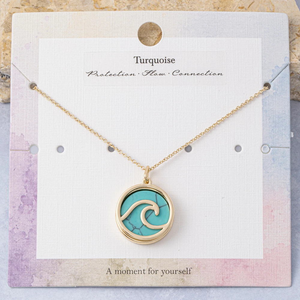 Turquoise Stone Wave Pendant Necklace