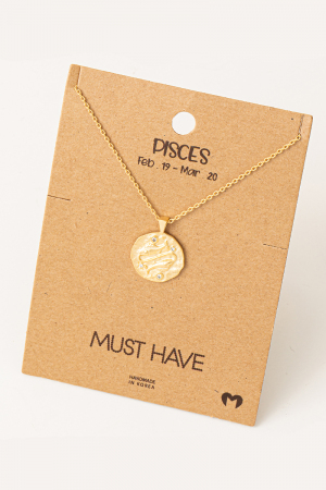 Hammered Libra Pisces Coin Necklace
