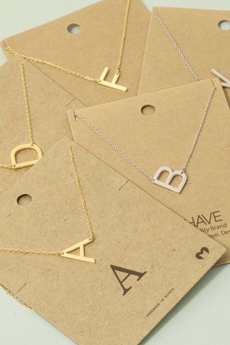 Brushed Initial Pendant Necklace