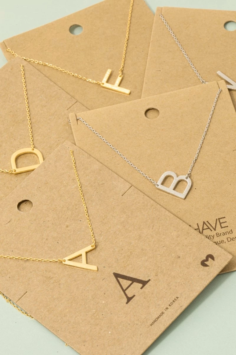 Brushed Initial Pendant Necklace